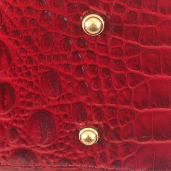 Brahmin Red Med Asher Melborne Croc Shoulder Bag Purse Tote Zip Top Cell Pocket - Picture 10 of 17